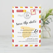 Save The Date Antique Gold et Red Spain Airmail Enregistrer la d (Debout devant)