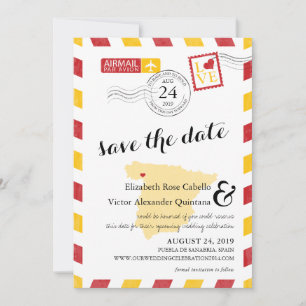 Save The Date Antique Gold et Red Spain Airmail Enregistrer la d