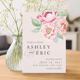Save The Date Antique Peony   Blush Floral Mariage