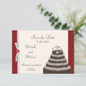 Save The Date Antique Rouge Florentine Enregistrer la date (Debout devant)