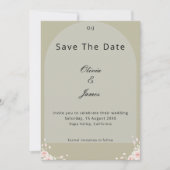 Save The Date Antique Sage Green Whispered Petals Elegant Script (Devant)