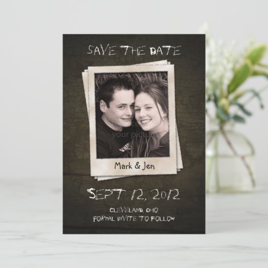 Save The Date Antique Unique Enregistrer La Date Annonce (Debout devant)