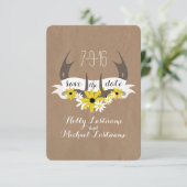 Save The Date Antlers + Carton Fleur sauvage - Date de sauvegard (Debout devant)