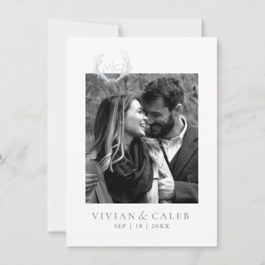 Save The Date Antlers rustiques avec couronne fleurie | MARIAGE (Dos)