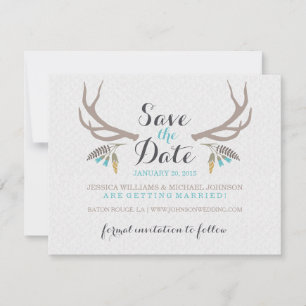 Save The Date Antlers rustiques Enregistrer la date