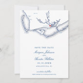 Save The Date Apalachicola Florida Elegant Mariage de la marine (Devant)