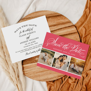 Save The Date Appel de calligraphie corail brillant Trois Photo