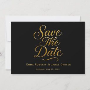 Save The Date Appel doré Calligraphie Économisez la date en noir