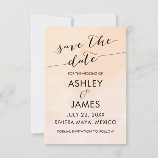Save The Date Apricot Aquarelle Blush Mariage Enregistrer la dat (Devant)