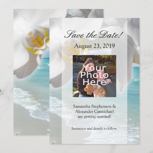 Save The Date Aqua Beach Orchidée (Devant / Derrière)