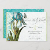 Save The Date Aqua Blue Quatrefoil Enregistrer la date Annonce (Devant / Derrière)