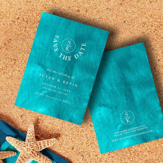 Save The Date Aqua Elegance Turquoise & Turquoise Mariage Aquare