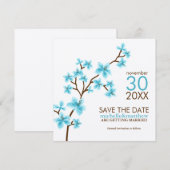 Save The Date Aqua Fleurs de Cerisier Enregistrez la Date (Devant / Derrière)