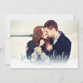 Save The Date Aqua Script Photo Wedding Enregistrer la date (Devant)