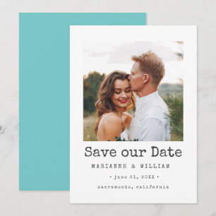 Save The Date Aqua Simple CARRÉ Photo mariage enregistrer la dat