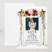 Save The Date Aquarelle à canopée mariage photo florale mixte (Devant / Derrière)