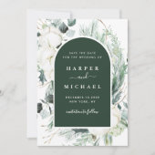 Save The Date Aquarelle À feuillage persistant et Fleurs de coto (Devant)