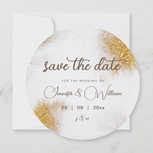 Save The Date Aquarelle Abstraite Parties scintillant or luxe él (Devant)
