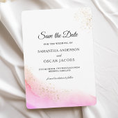 Save The Date Aquarelle Abstraite Pinceau rose et or