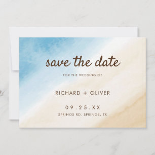 Save The Date Aquarelle Aqua Blue sur le Mariage de mer