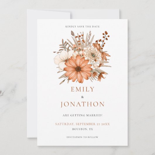 Save The Date Aquarelle automnale Florales Mariage Enregistrer L (Devant)