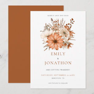 Save The Date Aquarelle automnale Florales Mariage Enregistrer L