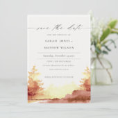 Save The Date Aquarelle automne arbres jaune orange rouille (Debout devant)