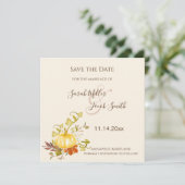 Save The Date Aquarelle Automne Citrouille et Mariage Feuille (Debout devant)