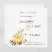 Save The Date Aquarelle Automne Citrouille et Mariage Feuille (Devant / Derrière)