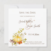 Save The Date Aquarelle Automne Citrouille et Mariage Feuille (Devant)