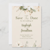 Save The Date Aquarelle Beige moderne Mariage Floral (Devant)