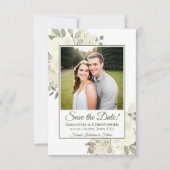 Save The Date Aquarelle blanche Boho Chic Floral Mariage photo (Devant)