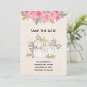 Save The Date Aquarelle blanche et or Citrouille Thankesgiving (Debout devant)