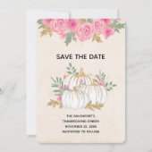 Save The Date Aquarelle blanche et or Citrouille Thankesgiving (Devant)