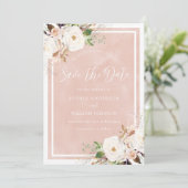 Save The Date Aquarelle blanche Fleurs blanches Beau Mariage (Debout devant)