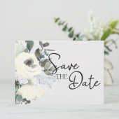 Save The Date Aquarelle blanche ivoire Floral Enregistrer la dat (Debout devant)