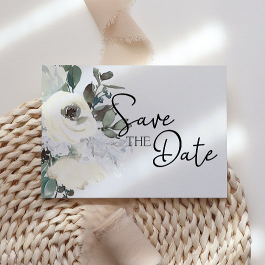 Save The Date Aquarelle blanche ivoire Floral Enregistrer la dat