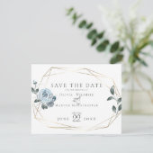 Save the date | Aquarelle bleu bleu foncé (Debout devant)