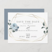 Save the date | Aquarelle bleu bleu foncé (Devant / Derrière)