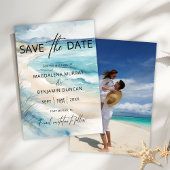 Save The Date Aquarelle Bleu Côtier Mariage Photo
