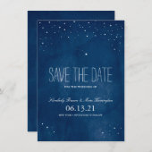 Save The Date Aquarelle bleu étoile | Enregistrer la date (Devant / Derrière)