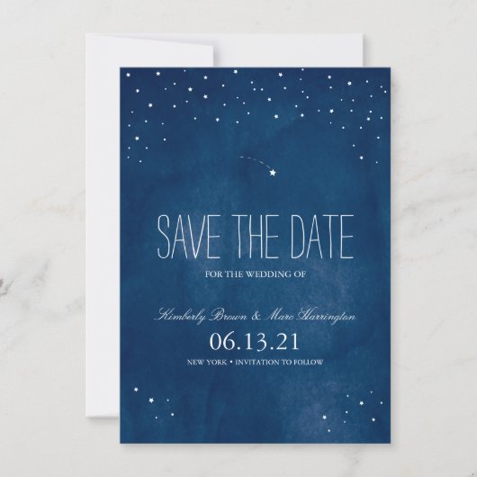 Save The Date Aquarelle bleu étoile | Enregistrer la date (Devant)