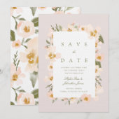Save The Date Aquarelle bleu Gardenia Abstrait rose floral (Devant / Derrière)