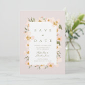 Save The Date Aquarelle bleu Gardenia Abstrait rose floral (Debout devant)