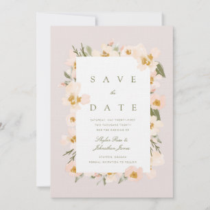 Save The Date Aquarelle bleu Gardenia Abstrait rose floral