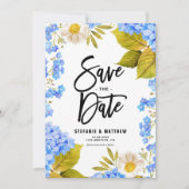 Save The Date Aquarelle bleu Hydrangea Floral (Devant)