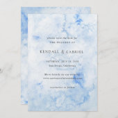Save The Date Aquarelle bleu Kendall Mariage élégant (Devant / Derrière)