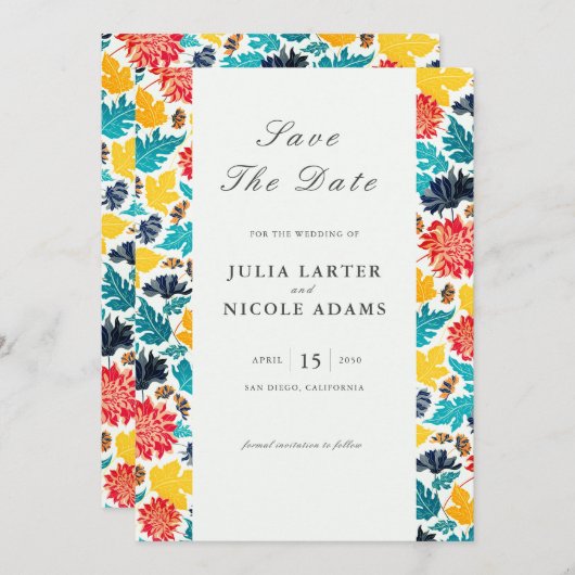 Save The Date Aquarelle bleu naturel Jaune Mariage de tournesols (Devant / Derrière)