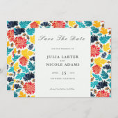 Save The Date Aquarelle bleu naturel Jaune Mariage de tournesols (Devant / Derrière)