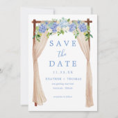 Save The Date Aquarelle bleu rouille Hydrangea (Devant)